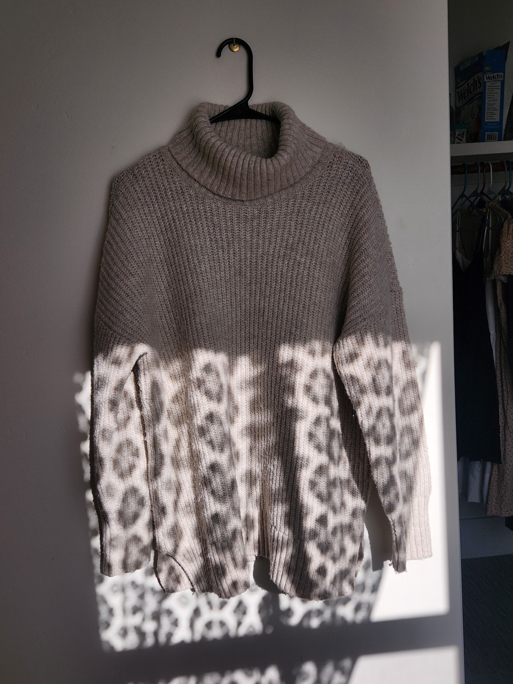 Nine West Taupe Ribbed Turtleneck Sweater
